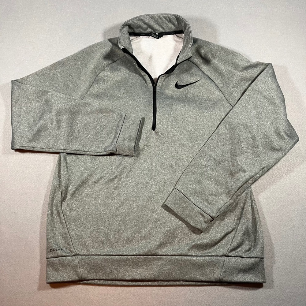 Nike Golf Dri-FIT 1/4 Zip Pullover Heather Gray Performance Long Sleeve Mens M